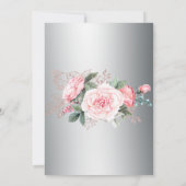 Invitation Bouquet rose et mariage d'élégance argentée RSVP (Dos)