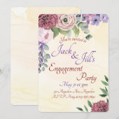 Invitation Bouquet rose et violet (Devant / Derrière)