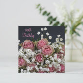 Invitation Bouquet rose & Gypsophila 90e anniversaire (Debout devant)