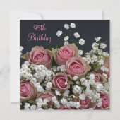 Invitation Bouquet rose & Gypsophila 95e anniversaire (Devant)