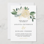 Invitation Bouquet Rose ivoire menthe mariage (Devant)