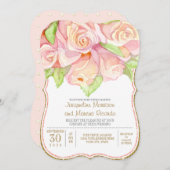 Invitation Bouquet Rose Mariage d'été du printemps (Devant / Derrière)