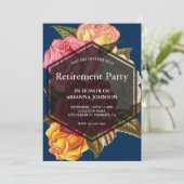 Invitation Bouquet rose Parti de retraite géométrique moderne (Debout devant)