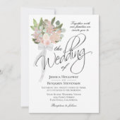 Invitation Bouquet rose printemps aquarelle Mariage boho rust (Devant)