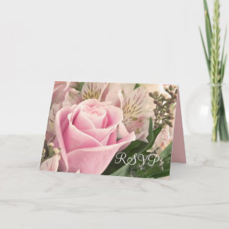 Invitation Bouquet RSVP de luxe Elegant Fleurs Roses