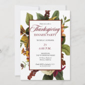 Invitation Bouquet Rustique rouge floral Thanksgiving Dîner (Devant)