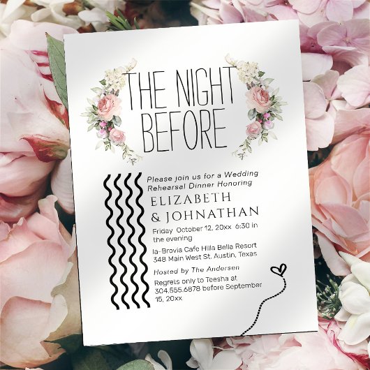 Invitation Bouquet Script Minimal La Nuit Avant