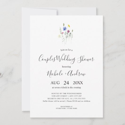 Invitation Bouquet simple Fleur sauvage Couples Wedding showe (Devant)