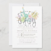 Invitation Bouquet Succulent | Baby shower aquarelle (Devant)