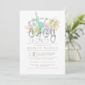 Invitation Bouquet Succulent | Baby shower aquarelle (Debout devant)
