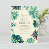 Invitation Bouquet Succulent - Fête des mariées Turquoise fle (Debout devant)