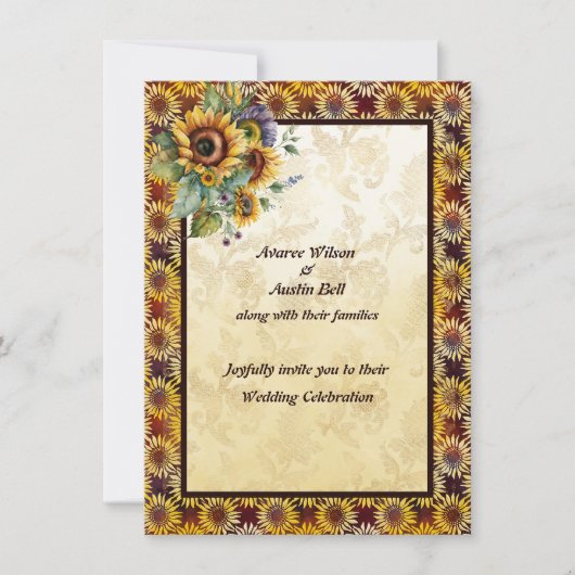 Invitation Bouquet Sunflowers Or Brown (Devant)