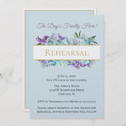 Invitation Bouquet turquoise Rustic Mariage Suite (Devant / Derrière)