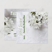 Invitation Bouquet vert fleuri damassé douche nuptiale (Devant / Derrière)