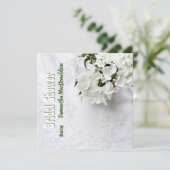 Invitation Bouquet vert fleuri damassé douche nuptiale (Debout devant)