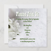 Invitation Bouquet vert fleuri damassé douche nuptiale (Dos)