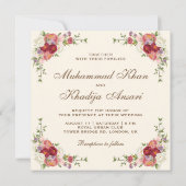 Invitation Bouquet vintage floral frontière Mariage islamique (Dos)