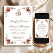 Invitation Bouquet vintage floral frontière Mariage islamique