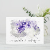 Invitation *~* Bouquet violet RSVP QR AR26 MARIAGE floral (Debout devant)
