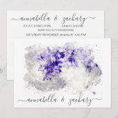 Invitation *~* Bouquet violet RSVP QR AR26 MARIAGE floral (Devant / Derrière)