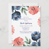 Invitation Bouquet Wedding shower bleu et corail (Devant)