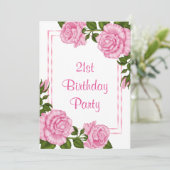 Invitation Bouquets d'angle rose joli 21e anniversaire (Debout devant)
