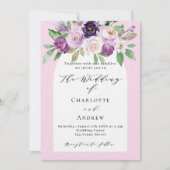 Invitation Bouquets d'aquarelle rose violet arche mariage de  (Devant)