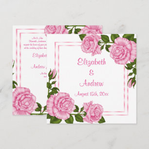 Invitation Bouquets de coin rose joli Mariage