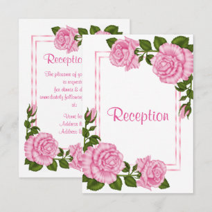Invitation Bouquets de coin rose pour la réception de mariage