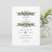 Invitation Bouquets de verdure moderne Mariage (Debout devant)