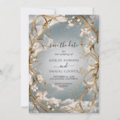 Invitation Bouquets d'or Art Nouveau étonnant Enregistrer la  (Devant)