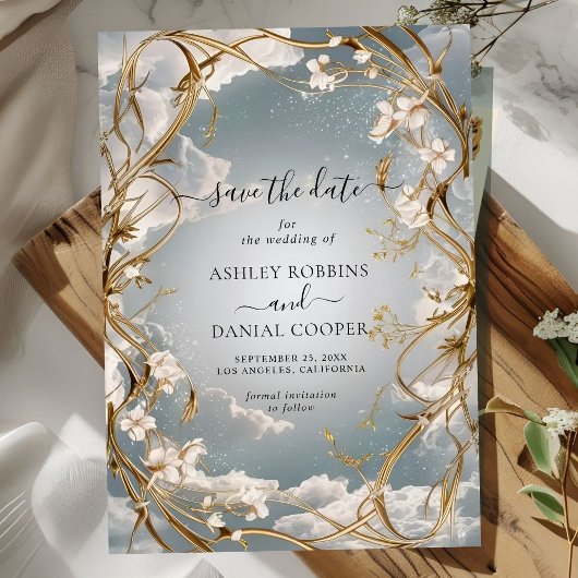 Invitation Bouquets d'or Art Nouveau étonnant Enregistrer la