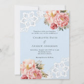 Invitation Bouquets d'or rose bleu dentelle mariage haut de g (Devant)