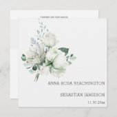 Invitation *~* Bouquets floraux blancs AR15 QR + Mariage RSVP (Devant / Derrière)
