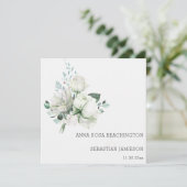 Invitation *~* Bouquets floraux blancs AR15 QR + Mariage RSVP (Debout devant)
