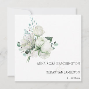 Invitation *~* Bouquets floraux blancs AR15 QR RSVP Mariage I