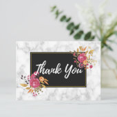 Invitation Bouquets Floraux Roses sur Remerciements de Mariag (Debout devant)