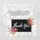 Invitation Bouquets Floraux Roses sur Remerciements de Mariag (Devant / Derrière)