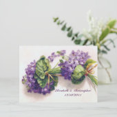 Invitation Bouquets Mariages aux fleurs de violet Vintage (Debout devant)