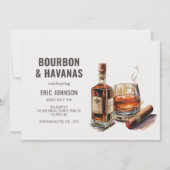 Invitation Bourbon & Cigars Hommes Bachelor d'anniversaire (Devant)