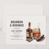 Invitation Bourbon & Cigars Hommes Bachelor d'anniversaire (Devant / Derrière)