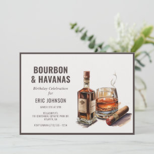 Invitation Bourbon & Cigars Hommes Bachelor d'anniversaire