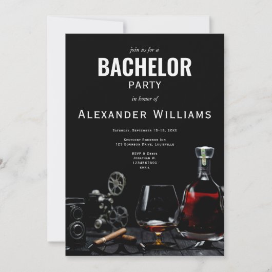 Invitation Bourbon & Cigars Kentucky Whiskey Bachelor Party (Devant)