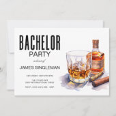 Invitation Bourbon et Cigar Bachelor Party (Devant)