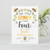 Invitation Bourdon. Petit miel, abeille, 4ème anniversaire (Debout devant)