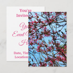 Invitation Bourgeons de fleurs roses sur un arbre