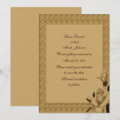Invitation Bourgeons de rose dorés Fleurs de mariage Épargnez (Devant / Derrière)