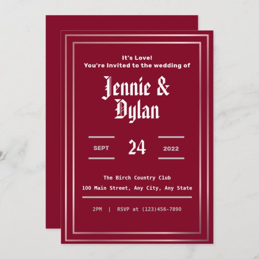 Invitation Bourgogne (Devant / Derrière)