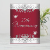 Invitation Bourgogne 25e Anniversaire de Mariage Diamant Cœur (Debout devant)