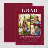 Invitation Bourgogne 3e année Photo Collage de la fête de gra (Devant / Derrière)